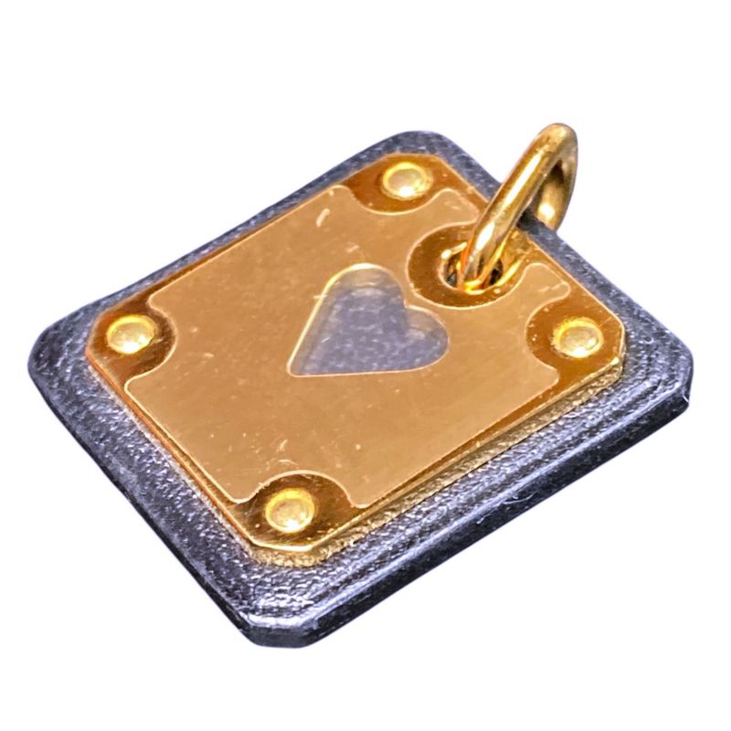 Hermes As de Coule PM Heart Motif Gpxleather Pendant Top Black Gold Brand