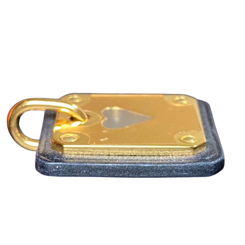 Hermes As de Coule PM Heart Motif Gpxleather Pendant Top Black Gold Brand