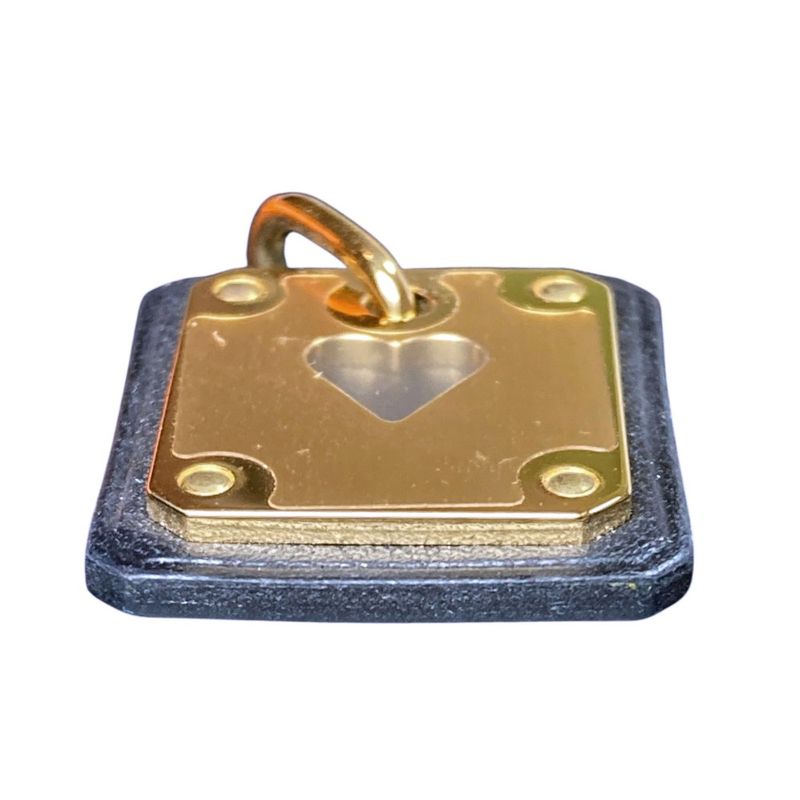 Hermes As de Coule PM Heart Motif Gpxleather Pendant Top Black Gold Brand