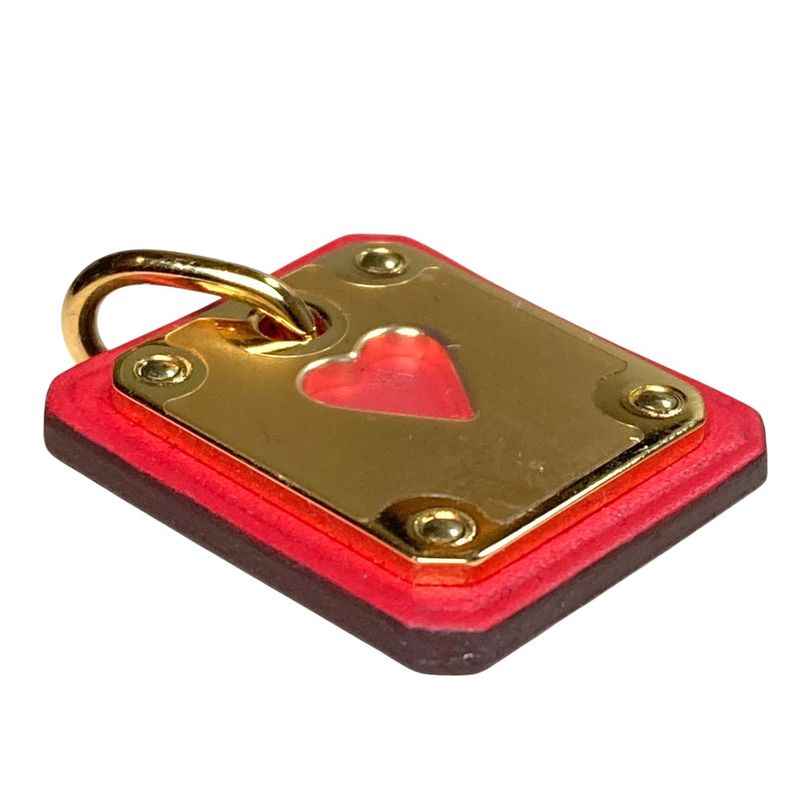 Hermes As de Coule PM Heart Motif Gpxleather Pendant Top Red Gold Brand