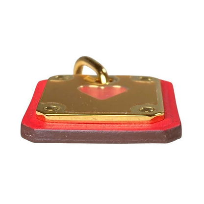 Hermes As de Coule PM Heart Motif Gpxleather Pendant Top Red Gold Brand