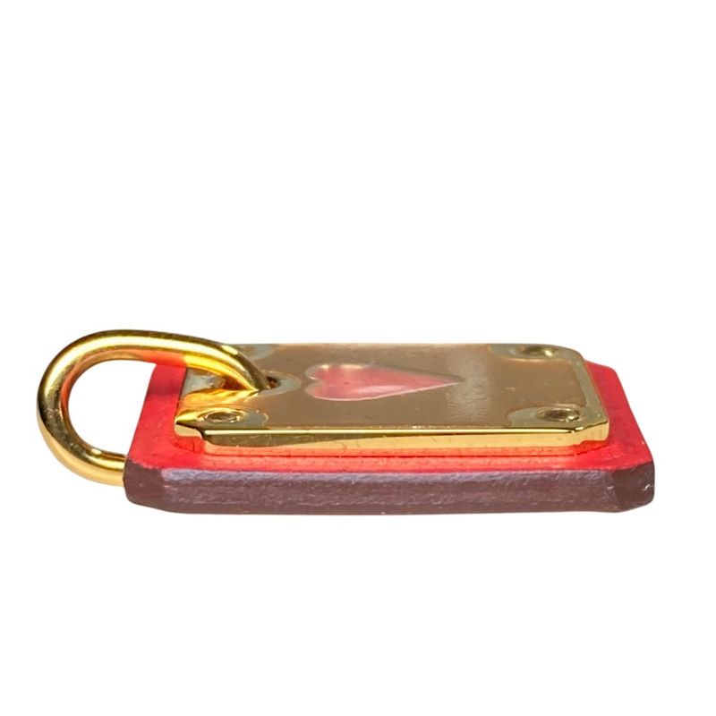 Hermes As de Coule PM Heart Motif Gpxleather Pendant Top Red Gold Brand