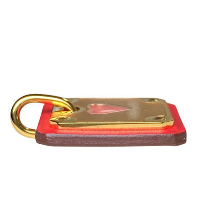 Hermes As de Coule PM Heart Motif Gpxleather Pendant Top Red Gold Brand