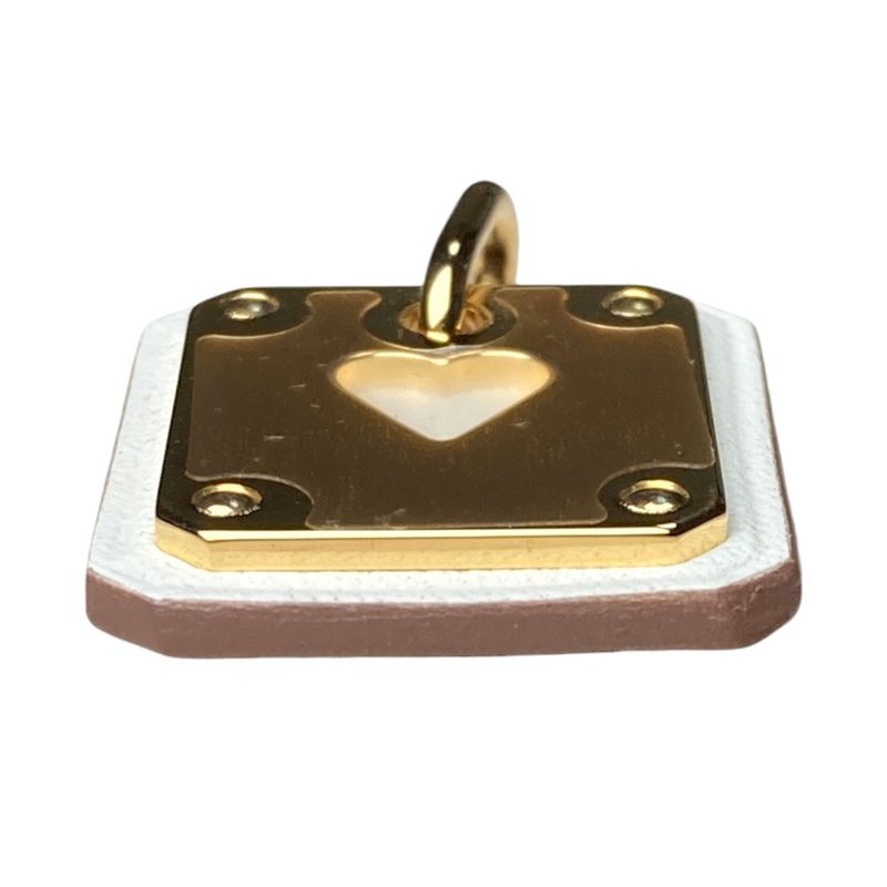 Hermes As de Coule PM Heart Motif Gpxleather Pendant Top White Gold Brand