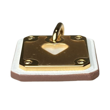 Hermes As de Coule PM Heart Motif Gpxleather Pendant Top White Gold Brand