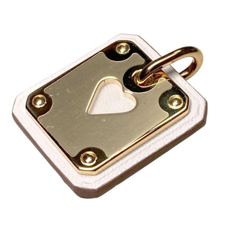 Hermes As de Coule PM Heart Motif Gpxleather Pendant Top White Gold Brand