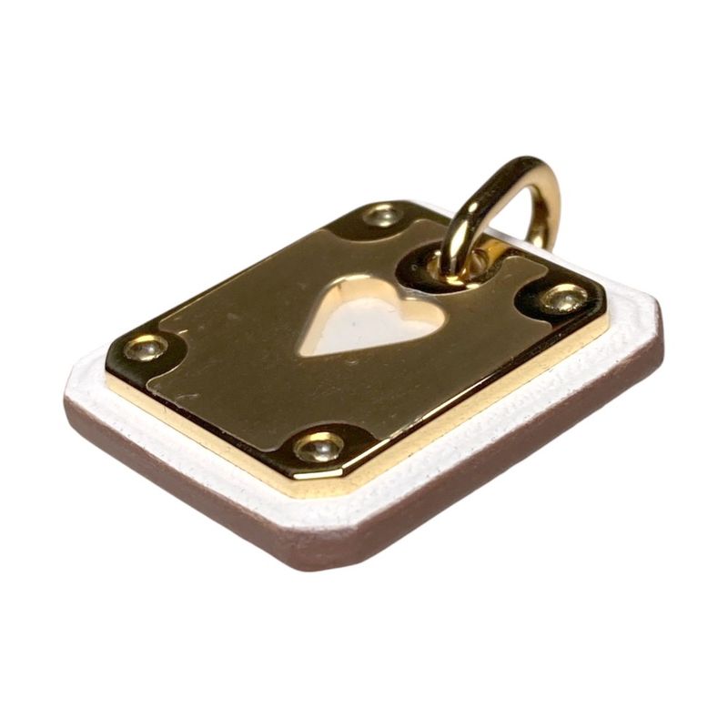 Hermes As de Coule PM Heart Motif Gpxleather Pendant Top White Gold Brand