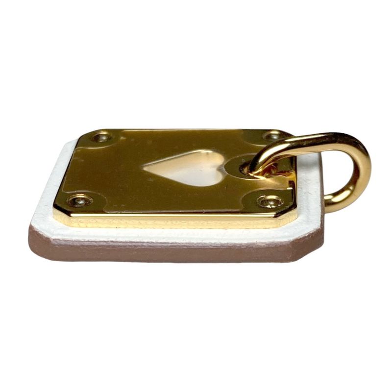 Hermes As de Coule PM Heart Motif Gpxleather Pendant Top White Gold Brand