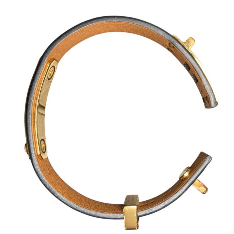 Hermes As de Coule Heart Mochif Leather Bracelet T2 Navy Gold Brand