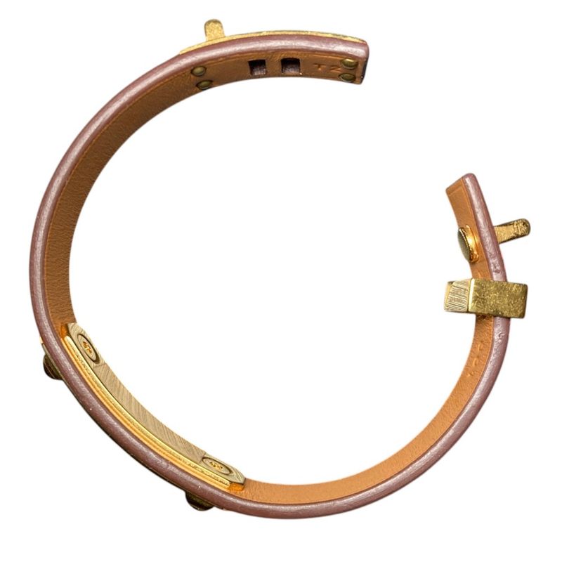 Hermes As de Coule Heart Motif Leather Bracelet T2 Red Gold Brand
