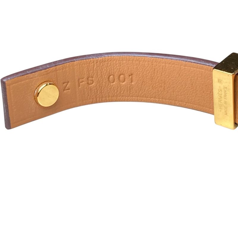 Hermes As de Coule Heart Motif Leather Bracelet T2 Red Gold Brand