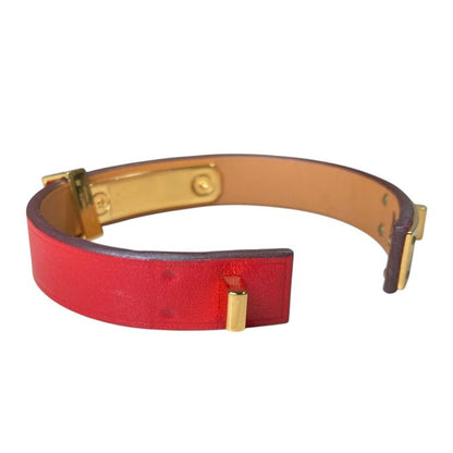 Hermes As de Coule Heart Motif Leather Bracelet T2 Red Gold Brand