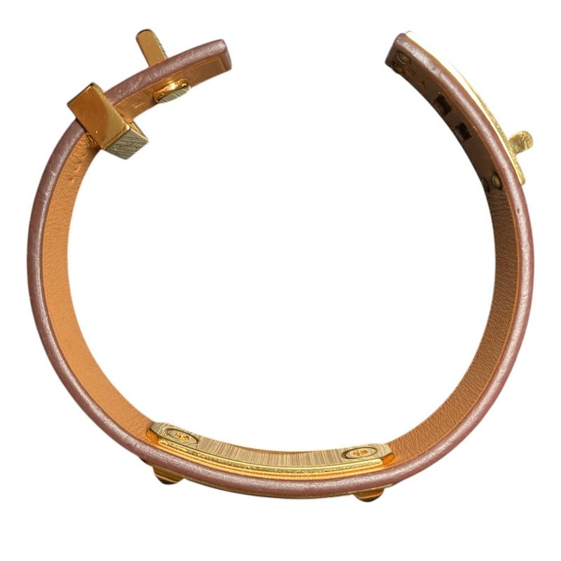 Hermes As de Coule Heart Motif Leather Bracelet T2 Red Gold Brand