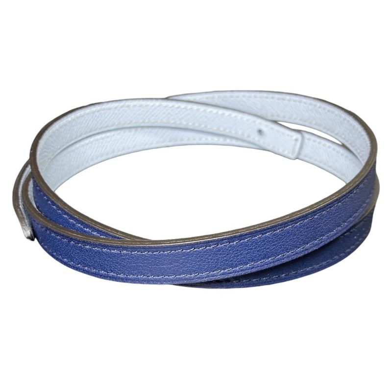 Hermes Reversible Narrow Belt 80 Navy White