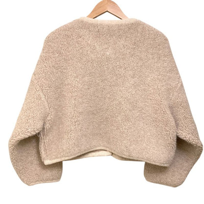 Celine Alpaca Cowl Boa Jacket Cardigan Gold Button M Beige