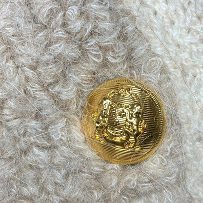 Celine Alpaca Cowl Boa Jacket Cardigan Gold Button M Beige