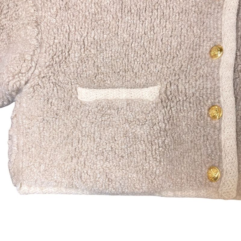 Celine Alpaca Cowl Boa Jacket Cardigan Gold Button M Beige