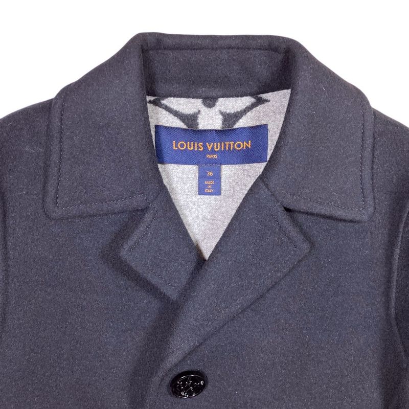 Louis Vuitton Monogram Ribbon Star Coat with Belt 36 Navy