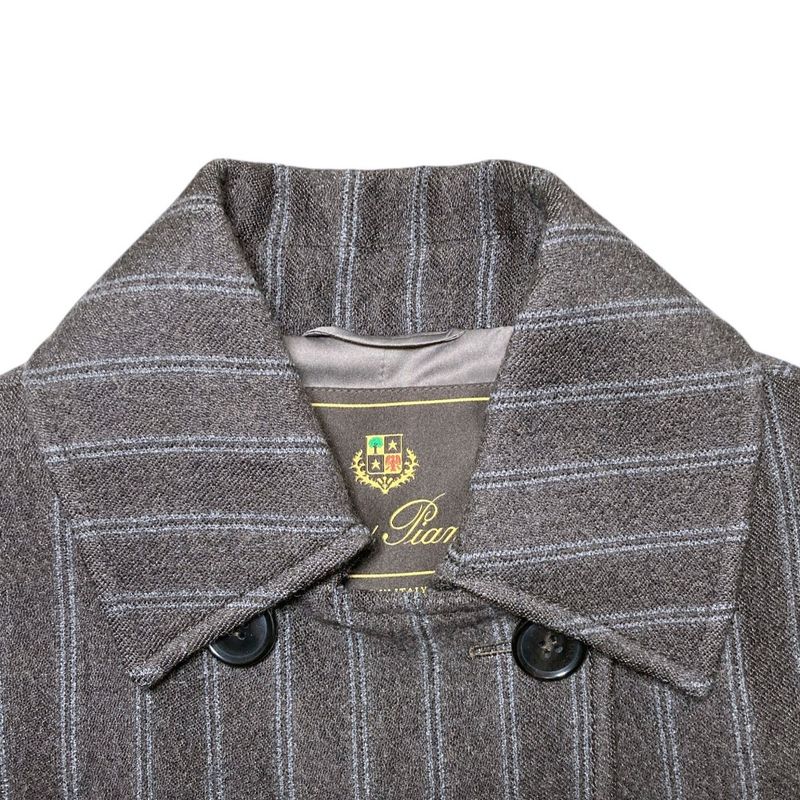 Loro Piana Silk Cashmere Blend Striped Double Breasted Jacket