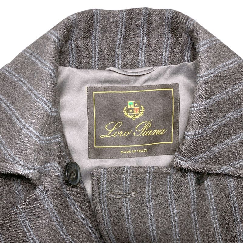 Loro Piana Silk Cashmere Blend Striped Double Breasted Jacket
