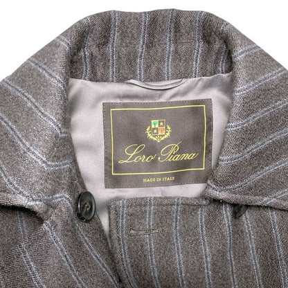 Loro Piana Silk Cashmere Blend Striped Double Breasted Jacket