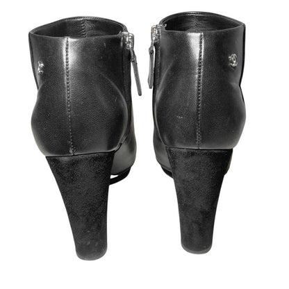 Chanel CC Logo Leather Short Boots Booties 36.5
