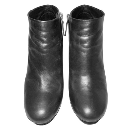 Chanel CC Logo Leather Short Boots Booties 36.5