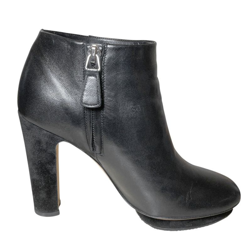 Chanel CC Logo Leather Short Boots Booties 36.5