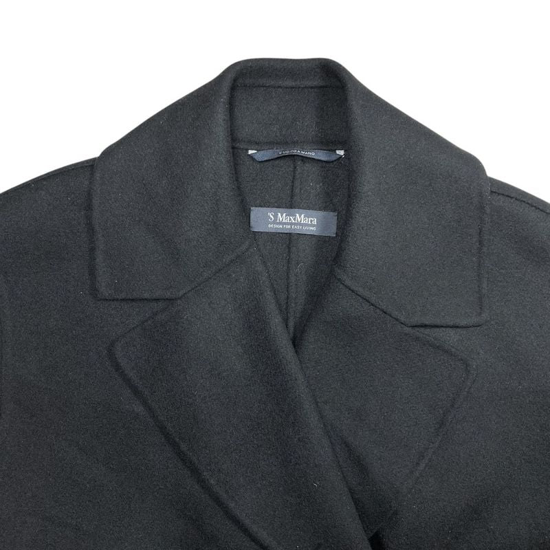 Max Mara S Double Face Vest No Sleeve Long Coat 36 Black