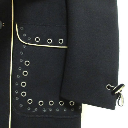 Prada Vintage Eyelet Studded Long Coat 38 Black
