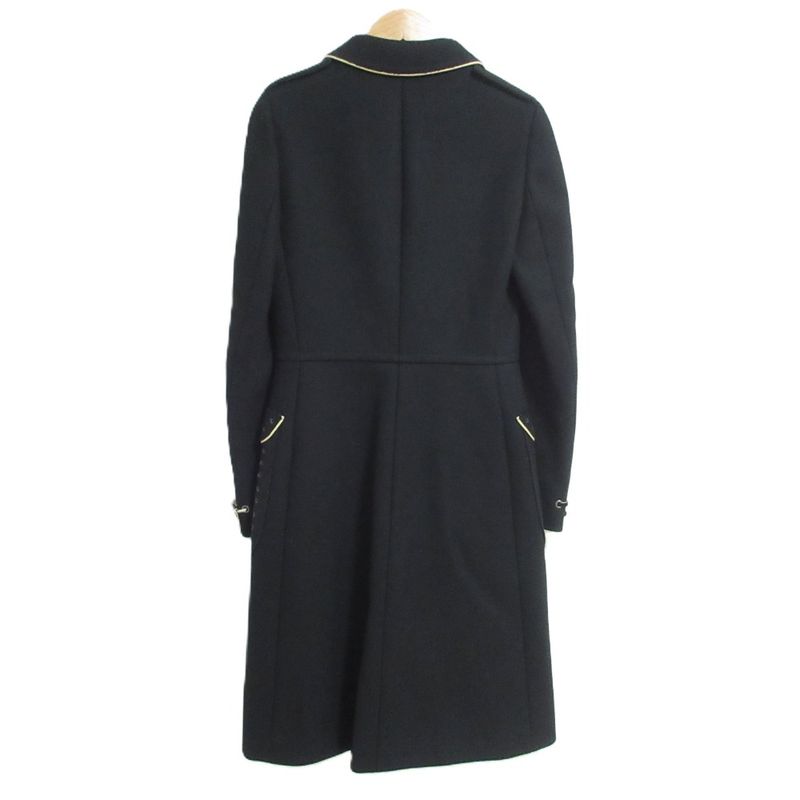 Prada Vintage Eyelet Studded Long Coat 38 Black