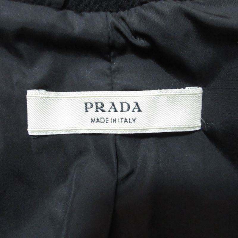 Prada Vintage Eyelet Studded Long Coat 38 Black