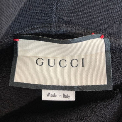 Gucci Logo Print Sweatshirt Long Hoodie Dress M Black