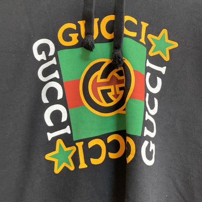 Gucci Logo Print Sweatshirt Long Hoodie Dress M Black
