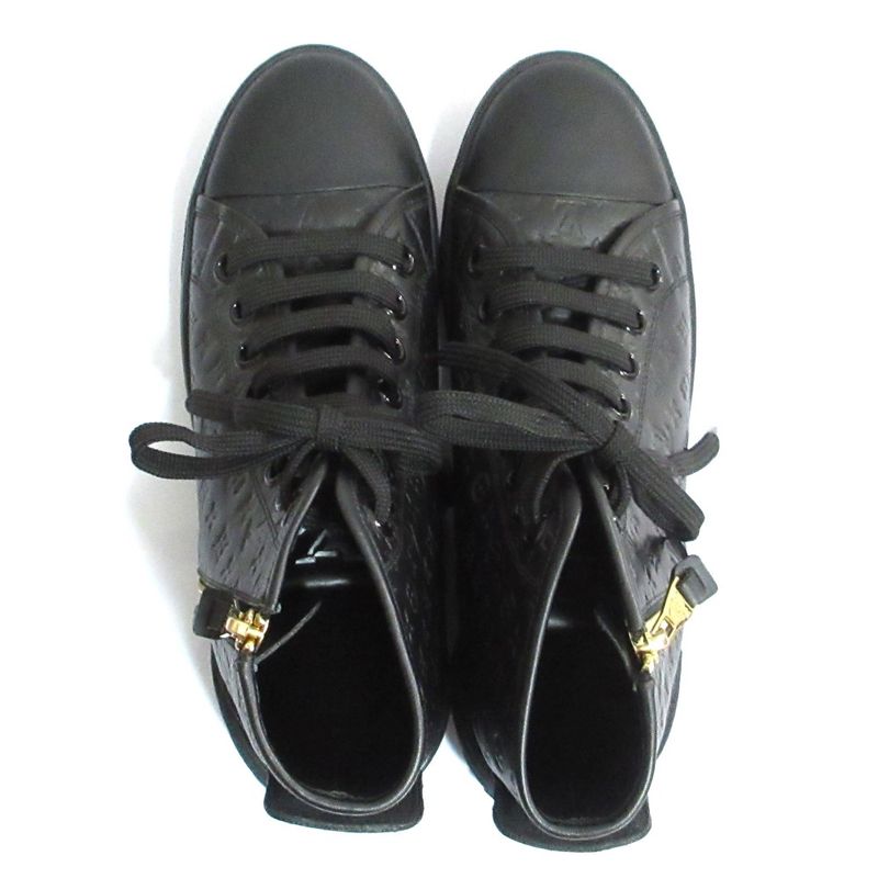 Louis Vuitton Monogram Embossed Side Zip High Cut Sneakers 36