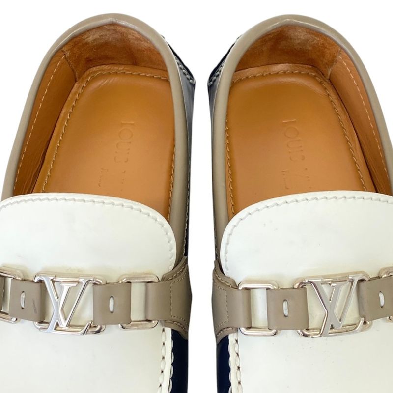 Louis Vuitton Hockenheim Leather White Navy Greige