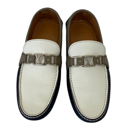 Louis Vuitton Hockenheim Leather White Navy Greige