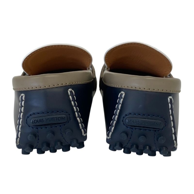 Louis Vuitton Hockenheim Leather White Navy Greige