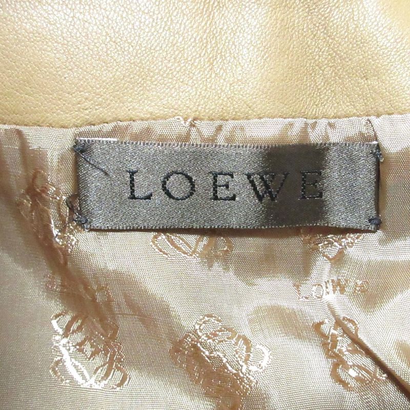 Loewe Front Slit Leather Skirt Brown