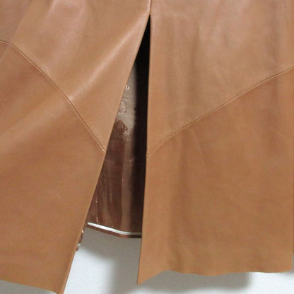 Loewe Front Slit Leather Skirt Brown