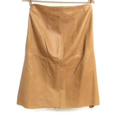 Loewe Front Slit Leather Skirt Brown