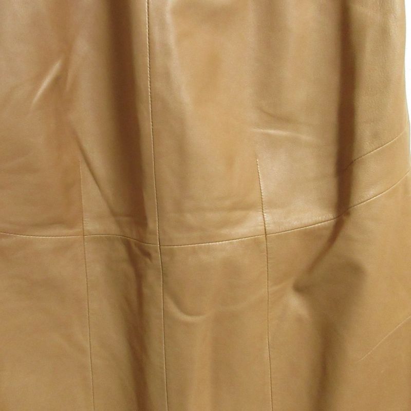 Loewe Front Slit Leather Skirt Brown