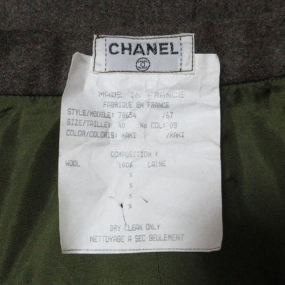 Chanel Vintage Mid Length Wool Skirt 40 Gray