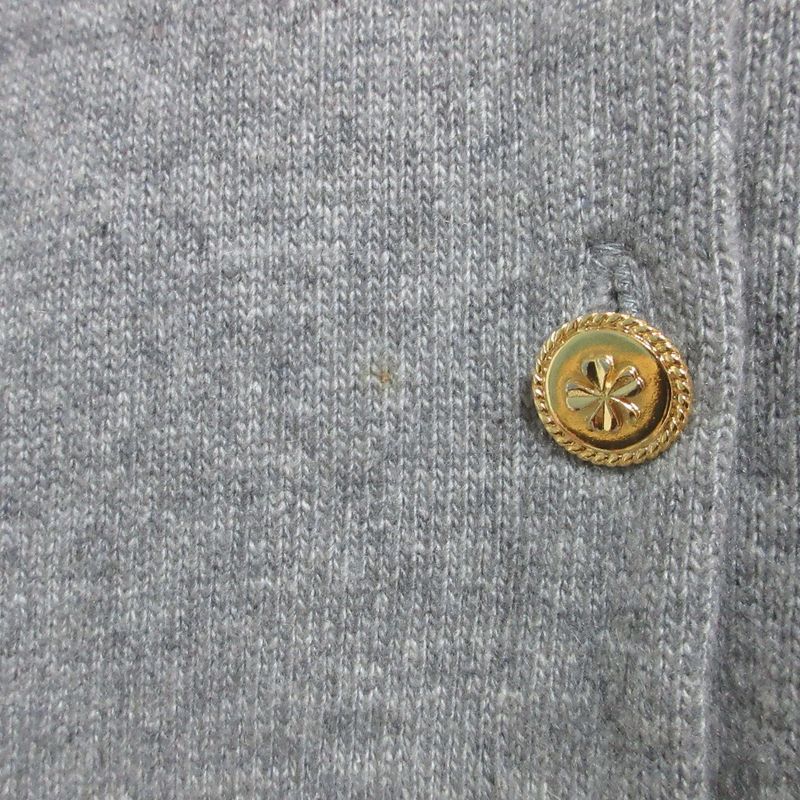 Chanel Vintage Black Bar Button Cashmere Knit Cardigan 3 Gray- Ivory