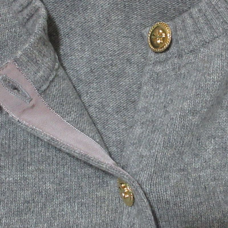 Chanel Vintage Black Bar Button Cashmere Knit Cardigan 3 Gray- Ivory