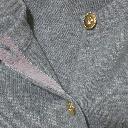 Chanel Vintage Black Bar Button Cashmere Knit Cardigan 3 Gray- Ivory