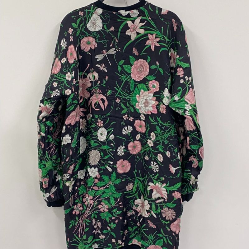 Gucci Tennis Flora Print Reversible Sweatshirt Cardigan Black