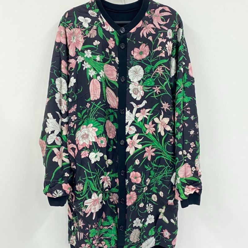 Gucci Tennis Flora Print Reversible Sweatshirt Cardigan Black