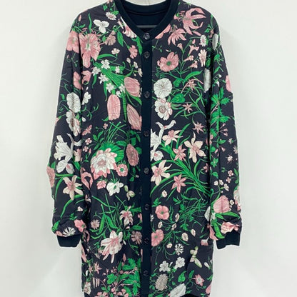 Gucci Tennis Flora Print Reversible Sweatshirt Cardigan Black