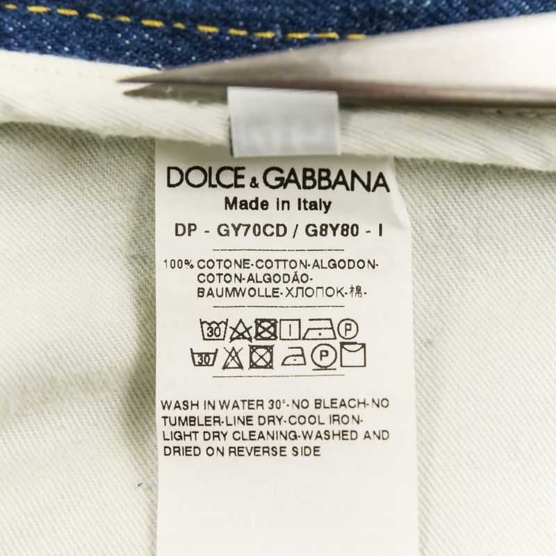 Dolce & Gabbana Comfort Logo Patch Crushed Denim Pants 46 Indigo Blue